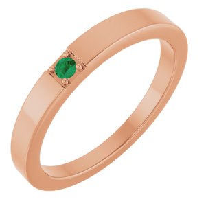 14K Rose Gold Lab-Grown Emerald Engravable Family Stackable Ring
