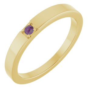 14K Yellow Gold Lab-Grown Alexandrite Engravable Family Stackable Ring