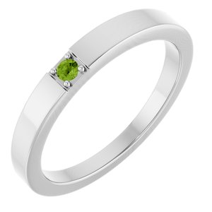 Sterling Silver Natural Peridot Engravable Family Stackable Ring
