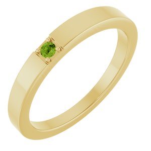 10K Yellow Gold Natural Peridot Engravable Family Stackable Ring