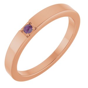14K Rose Gold Lab-Grown Alexandrite Engravable Family Stackable Ring
