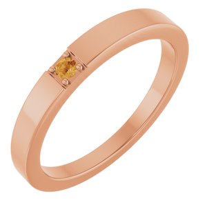 14K Rose Gold Natural Citrine Engravable Family Stackable Ring