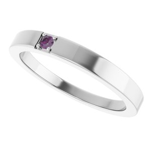 14K White Gold Lab-Grown Alexandrite Engravable Family Stackable Ring – image 5