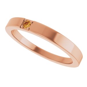 14K Rose Gold Natural Citrine Engravable Family Stackable Ring – image 5