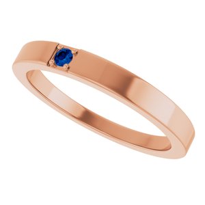 14K Rose Gold Natural Blue Sapphire Engravable Family Stackable Ring – image 5