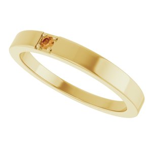 10K Yellow Gold Natural Citrine Engravable Family Stackable Ring – image 5