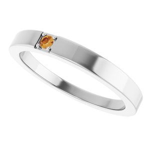 Platinum Natural Citrine Engravable Family Stackable Ring – image 5