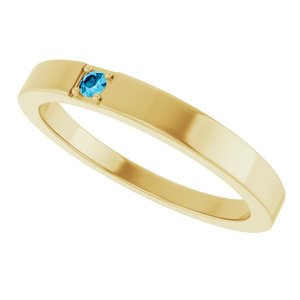 10K Yellow Gold Natural Aquamarine Engravable Family Stackable Ring – image 5