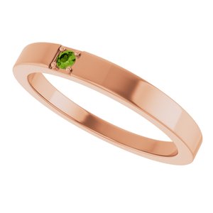 14K Rose Gold Natural Peridot Engravable Family Stackable Ring – image 5