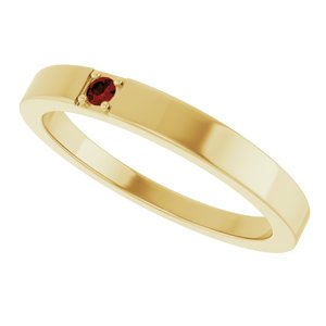 10K Yellow Gold Natural Mozambique Garnet Engravable Family Stackable Ring – image 5