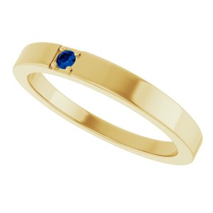 14K Yellow Gold Natural Blue Sapphire Engravable Family Stackable Ring – image 5