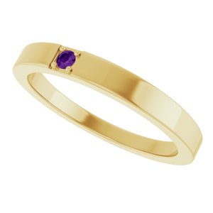 14K Yellow Gold Natural Amethyst Engravable Family Stackable Ring – image 5