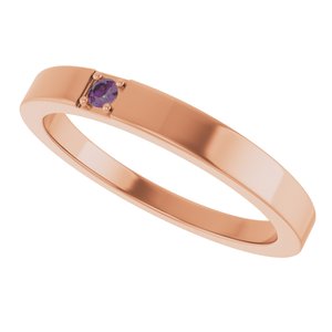 14K Rose Gold Lab-Grown Alexandrite Engravable Family Stackable Ring – image 5