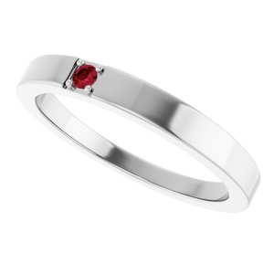 Sterling Silver Lab-Grown Ruby Engravable Family Stackable Ring – image 5