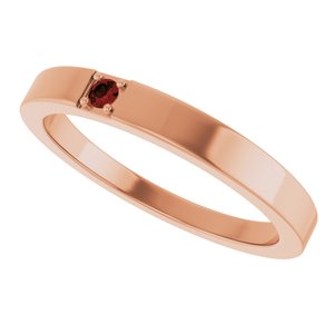 14K Rose Gold Natural Mozambique Garnet Engravable Family Stackable Ring – image 5