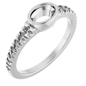 Platinum 6x4 mm Oval Accented Bezel-Set Ring Mounting – image 2