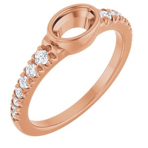 14K Rose Gold 6x4 mm Oval 1/5 CTW Lab-Grown Diamond Semi-Set Bezel-Set Ring – image 2