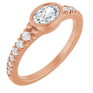 14K Rose Gold 6x4 mm Oval 1/5 CTW Lab-Grown Diamond Semi-Set Bezel-Set Ring