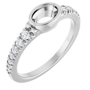 Platinum 6x4 mm Oval 1/5 CTW Natural Diamond Semi-Set Bezel-Set Ring – image 2