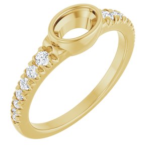14K Yellow Gold 6x4 mm Oval 1/5 CTW Lab-Grown Diamond Semi-Set Bezel-Set Ring – image 2