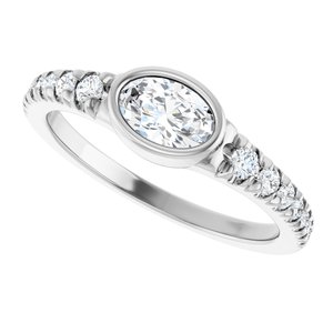 Sterling Silver 6x4 mm Oval Accented Bezel-Set Ring Mounting – image 8