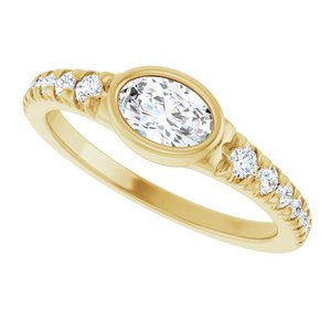 14K Yellow Gold 6x4 mm Oval Accented Bezel-Set Ring Mounting – image 8