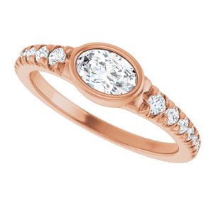 14K Rose Gold 6x4 mm Oval 1/5 CTW Natural Diamond Semi-Set Bezel-Set Ring – image 8