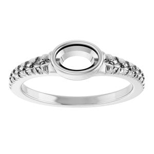 10K White Gold 6x4 mm Oval Accented Bezel-Set Ring Mounting – image 6