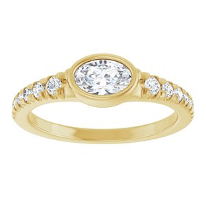 10K Yellow Gold 6x4 mm Oval Accented Bezel-Set Ring Mounting – image 5