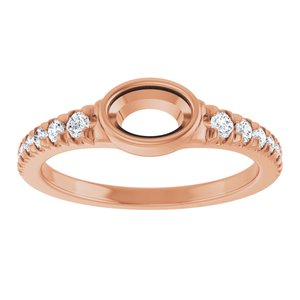 14K Rose Gold 6x4 mm Oval 1/5 CTW Lab-Grown Diamond Semi-Set Bezel-Set Ring – image 6