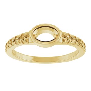 10K Yellow Gold 6x4 mm Oval Accented Bezel-Set Ring Mounting – image 6