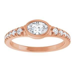 14K Rose Gold 6x4 mm Oval 1/5 CTW Lab-Grown Diamond Semi-Set Bezel-Set Ring – image 5