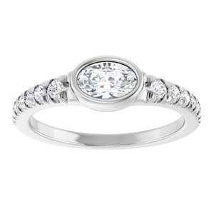 Platinum 6x4 mm Oval Accented Bezel-Set Ring Mounting – image 5