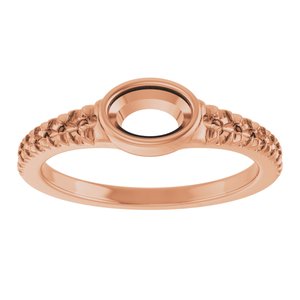 14K Rose Gold 6x4 mm Oval Accented Bezel-Set Ring Mounting – image 6