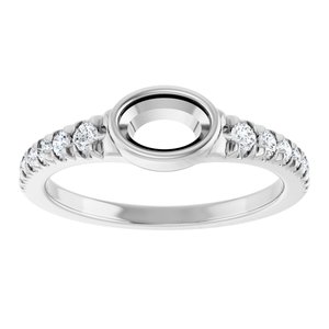 Platinum 6x4 mm Oval 1/5 CTW Natural Diamond Semi-Set Bezel-Set Ring – image 6
