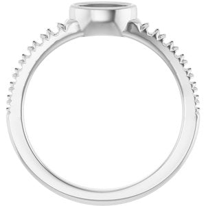 10K White Gold 6x4 mm Oval Accented Bezel-Set Ring Mounting – image 4