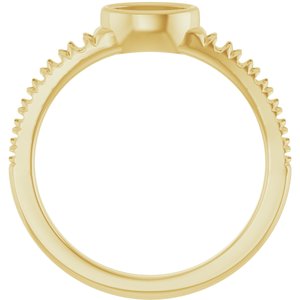 10K Yellow Gold 6x4 mm Oval Accented Bezel-Set Ring Mounting – image 4