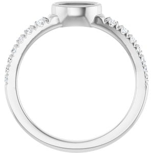 Platinum 6x4 mm Oval 1/5 CTW Lab-Grown Diamond Semi-Set Bezel-Set Ring – image 4