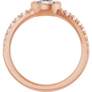 14K Rose Gold 6x4 mm Oval 1/5 CTW Lab-Grown Diamond Semi-Set Bezel-Set Ring – image 3