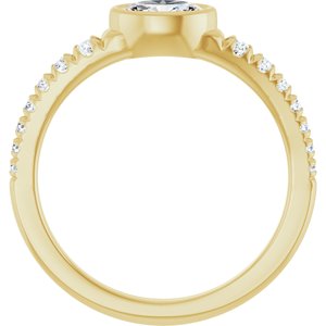 10K Yellow Gold 6x4 mm Oval Accented Bezel-Set Ring Mounting – image 3