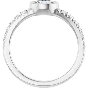 14K White Gold 6x4 mm Oval 1/5 CTW Lab-Grown Diamond Semi-Set Bezel-Set Ring – image 3