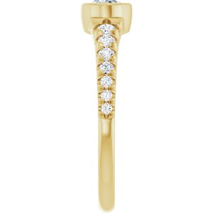 14K Yellow Gold 6x4 mm Oval 1/5 CTW Lab-Grown Diamond Semi-Set Bezel-Set Ring – image 7