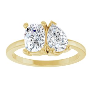 10K Yellow Gold Two-Stone Ring Mounting – image 5