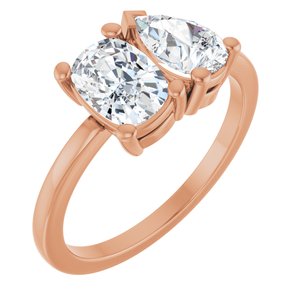 14K Rose Gold Two-Stone Ring Mounting