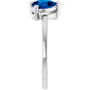 Sterling Silver 9/10 CT Lab-Grown Diamond & Lab-Grown Blue Sapphire Two Stone Ring – image 4
