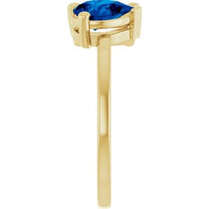 14K Yellow Gold 9/10 CT Lab-Grown Diamond & Lab-Grown Blue Sapphire Two Stone Ring – image 4