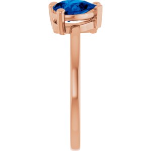 14K Rose Gold 9/10 CT Lab-Grown Diamond & Lab-Grown Blue Sapphire Two Stone Ring – image 4