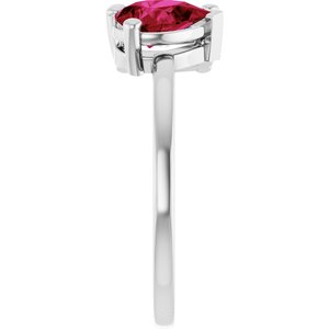 Sterling Silver 9/10 CT Lab-Grown Diamond & Lab-Grown Ruby Two Stone Ring – image 4