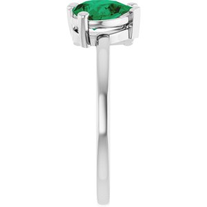 14K White Gold 9/10 CT Lab-Grown Diamond & Lab-Grown Emerald Two Stone Ring – image 4