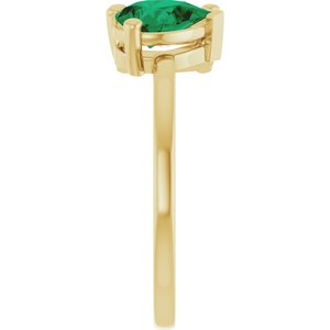14K Yellow Gold 9/10 CT Lab-Grown Diamond & Lab-Grown Emerald Two Stone Ring – image 4